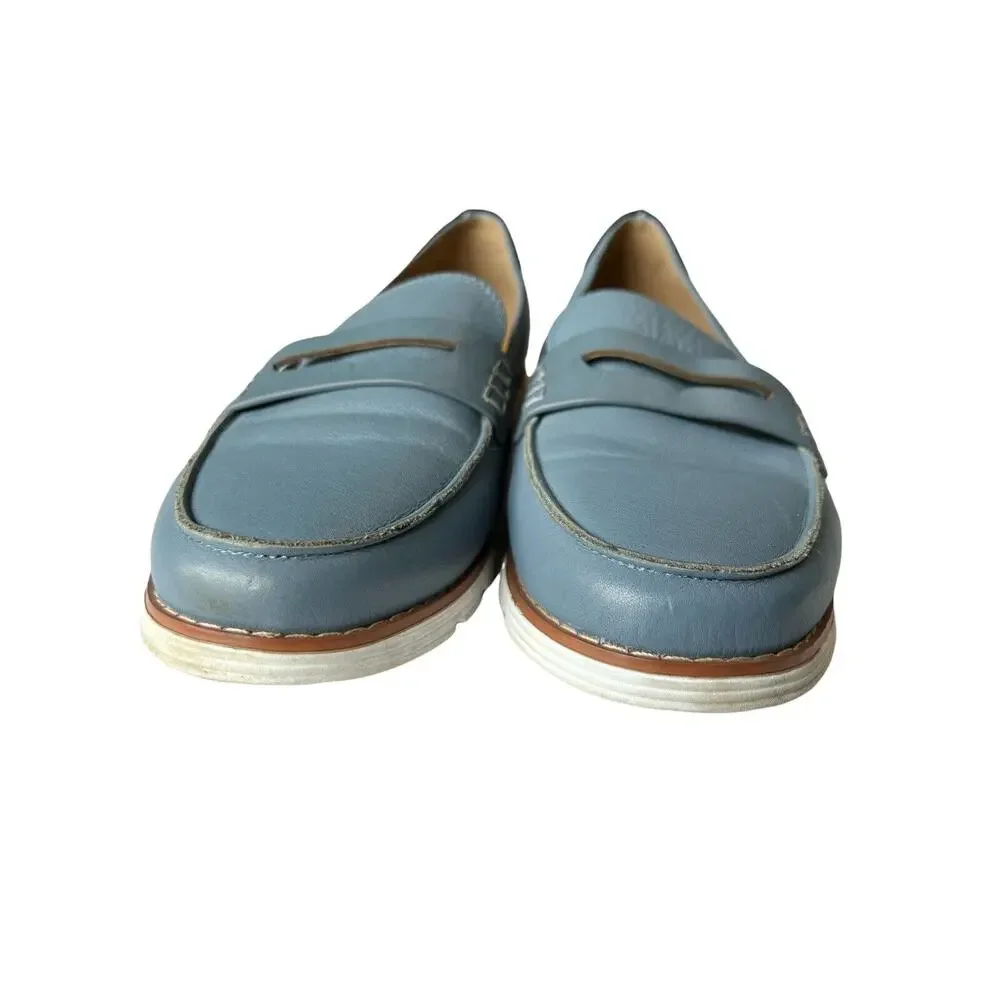 Blondo Penny Loafers Waterproof Size 8.5 M Women's Leather Shoes Blue